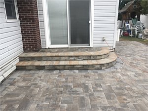 curved semi round patio steps step porch stoop nicolock westchester blend granite city verona wall untumbled stone ridge rustico 6x9 border bullnose edging
